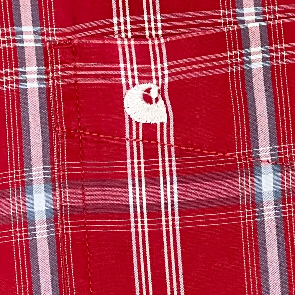 Carhartt Button Down Shirt Mens 2XL Red Plaid Excellent Short Sleeve S208 CRI - Picture 3 of 12
